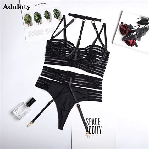 Aduloty New Style Webbing Stitching Hanging Neck Sexy Lingerie Thin See Through Women S Garter