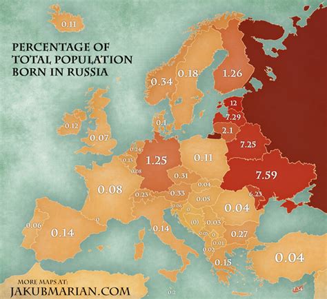 Russian immigration in Europe (map)