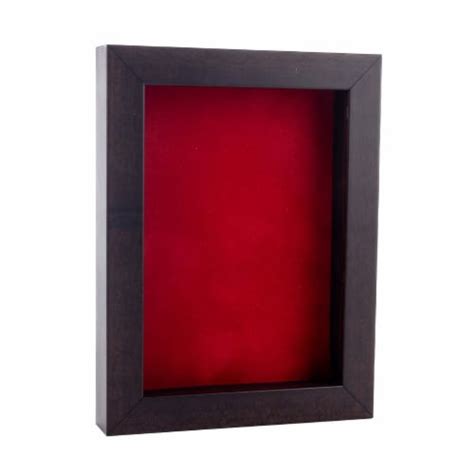 Rich Dark Brown Wood Shadow Box Frame With Acrylic Front Red Suede Backing 30 Sizes 9x12