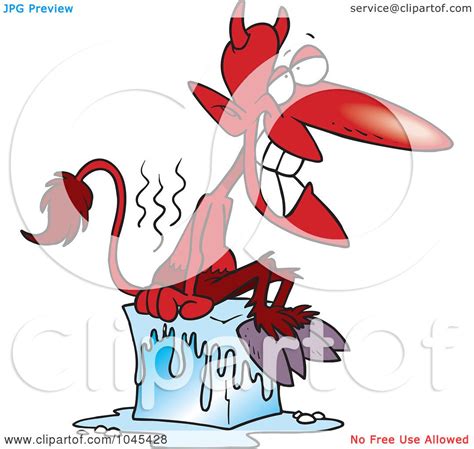 Royalty Free Rf Clip Art Illustration Of A Cartoon Devil Cooling Off