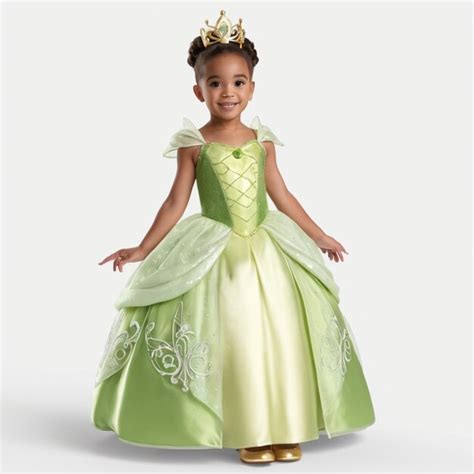 Premium Photo | Princess Girl Tiana Green Dress White Background