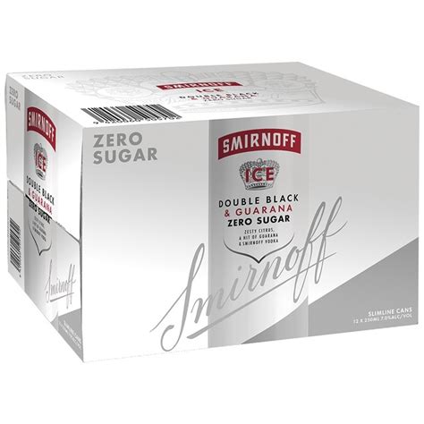 Smirnoff Ice Double Black Guarana Zero Sugar Vodka Soda 12x250ml Can