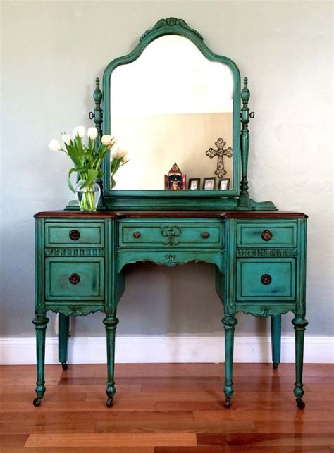 SAMPLE PIECE ONLY Restored Antique Makeup Vanity With Mirror And Bench