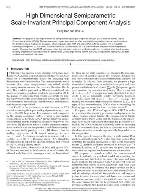 Pdf High Dimensional Semiparametric Scale Invariant Principal