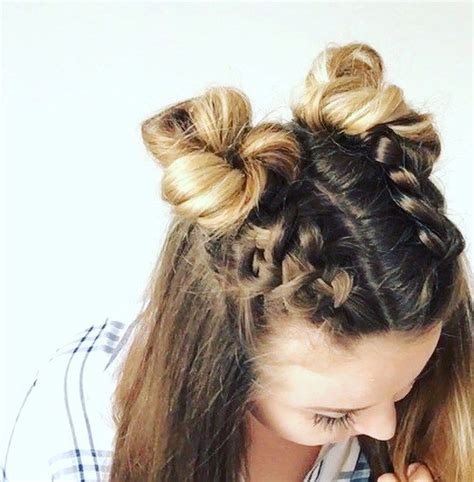 Double Dutch Braid Buns Half Up Hairstyle Braided Bun Hairstyles