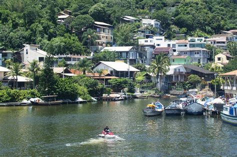 Florianopolis Brazil January Houses Birds And Rocks On