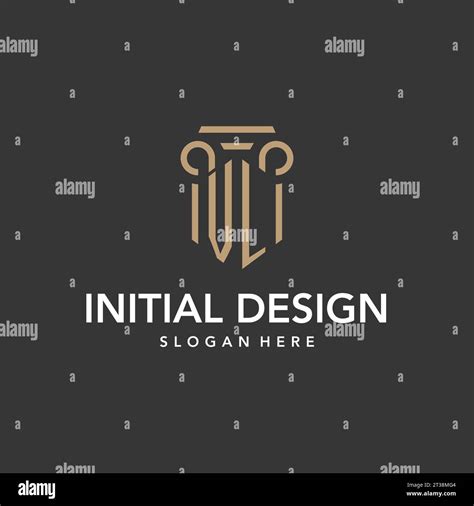 Vl Logo Monogram With Pillar Style Design Vector Stock Vector Image