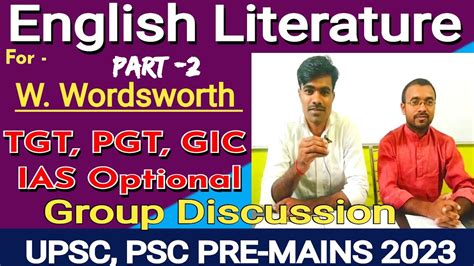 English Literature Ias Pcs Optional Tgt Pgt Gic W Wordsworth Part