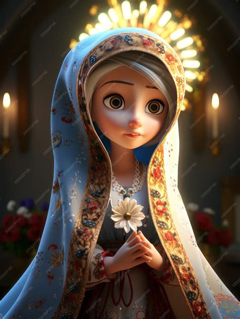 Premium Ai Image 3d Render Cute Mother Mary Avatar