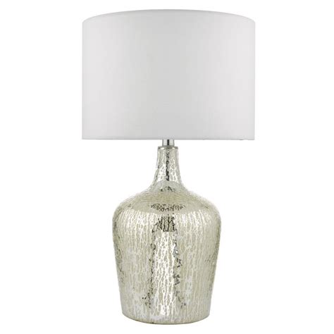 Dar Lol4232 Elegant Silver Glass Table Lamp Ivory Shade Solihull Lighting