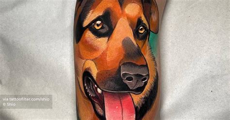 German Shepherd Portrait Tattoo Located On The Inner