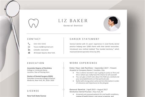 Dental Resume Dentist Resume Word Masterbundles