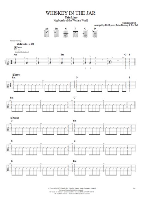 Whiskey In The Jar Tab By Thin Lizzy Guitar Pro Guitars Backing