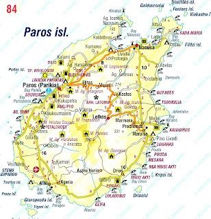 Travel Paros Greece: Map of Paros island