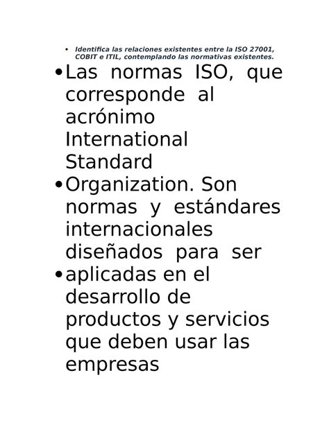 Tarea Sem 4 Identifica Las Relaciones Existentes Entre La Iso 27001