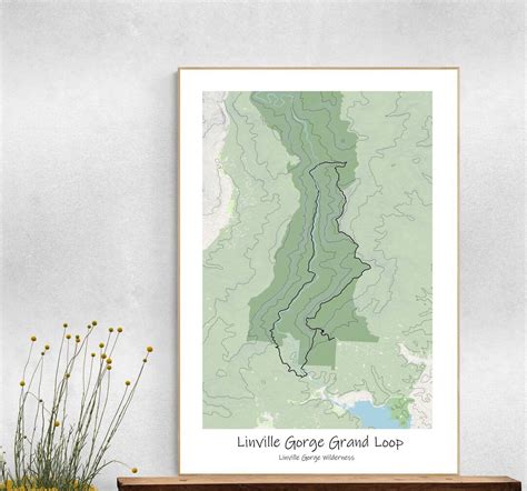 Linville Gorge Grand Loop Trail Topographic Map Posterhiking North Carolina Usa Linville Gorge