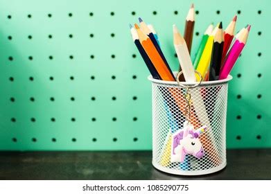 Back School Supplies Pastel Workspace Pencils Stock Photo 1085290775 ...