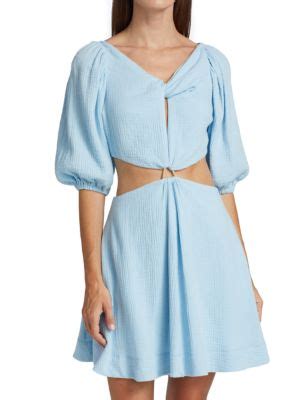 Jonathan Simkhai Helen Puff Sleeve Cutout Dress On Sale Saks Off Th