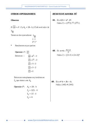 Ejercicios De Operadores Matematicos Para Sexto De Primaria Doc