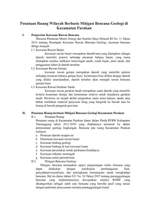 Penataan Ruang Wilayah Berbasis Mitigasi Bencana Geologi Di Kecamatan