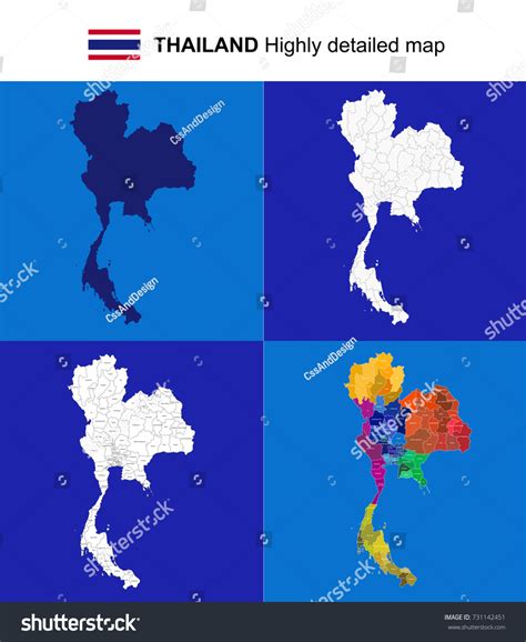 Thailand Vector Highly Detailed Political Map With Regions Provinces