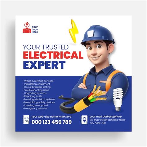 Electrician And Electrical Company Social Media And Instagram Post