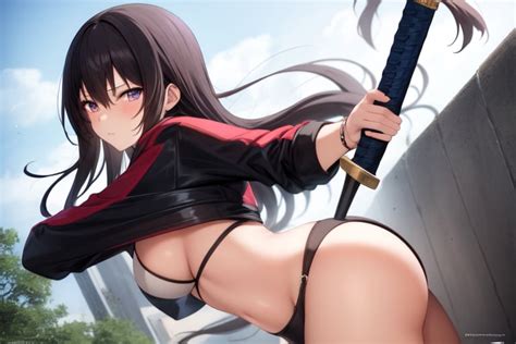 Hot Anime Girl Holding A Sword Image Created By Naked King Tensor Art