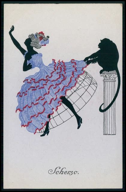 ART PAUL SUSS Silhouette Nude Woman Dance Dancing Original S Postcard Aa PicClick UK