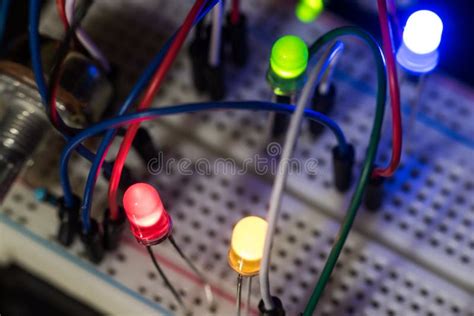 Luminous LEDs and Electronic Components Stock Image - Image of detail ...