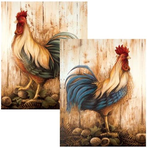 Vintage Rooster Art Prints Farmhouse Country Wall Decor Fall