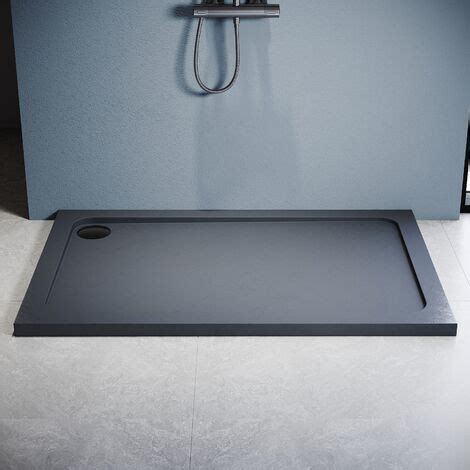 Elegant Anti Slip Rectangular Slate Effect Shower Tray Gray With Free