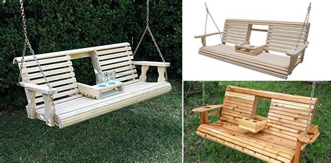 Wood Porch Swing With Cup Holders | Home Design, Garden & Architecture ...