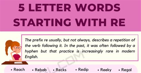 300 Examples Of 5 Letter Words That Start With RE In English 7ESL