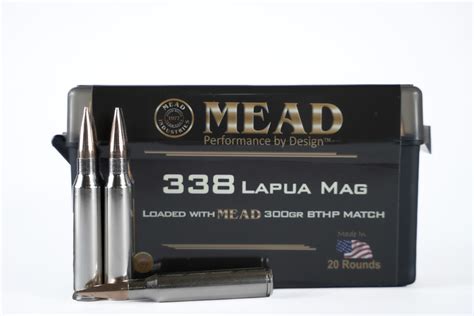 Made In Usa Mead 338 Lapua Magnum 300gr Bthp Match Ammunition Nickel