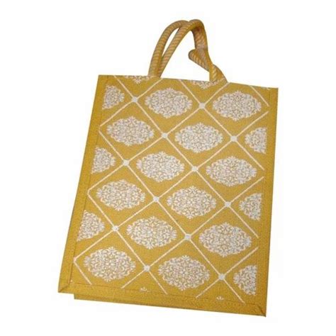 Short Cotton Padded Open Yellow Printed Jute Bag Capacity 2 Kg At Rs