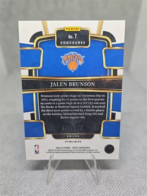 2023 24 PANINI SELECT Jalen Brunson Concourse Violet 175 Prizm KNICKS