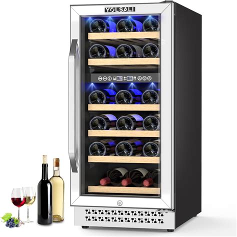 Yolsali 15 Inch Wine Cooler 28 Bottles Dual Zone Built In Or Freestanding Wine