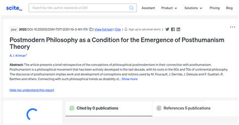 Postmodern Philosophy As A Condition For The Emergence Of Posthumanism