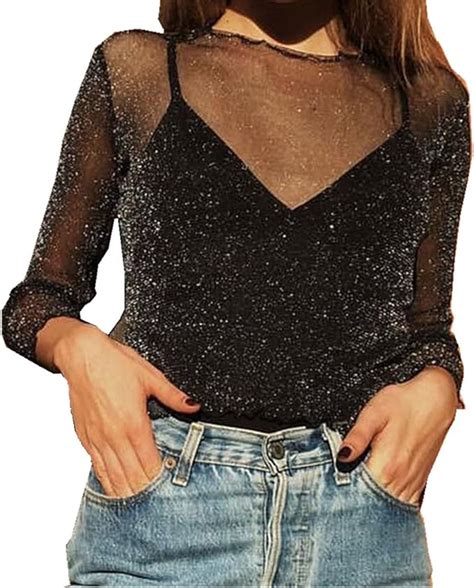 Brawdress T Shirt Damen Mädchen Glitzer Perspektive Glanz Bluse Night