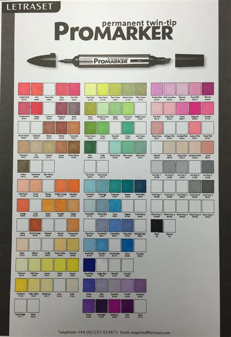 Kleurenkaart Letraset Promarker