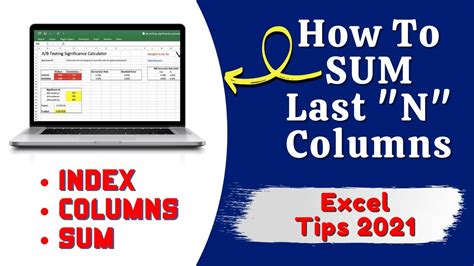 How To Get The Last N Columns Sum Value Sum Index Columns Excel