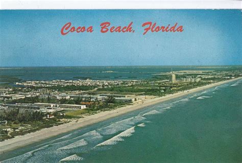 Vintage Postcard Cocoa Beach Fl Aerial 1970 Cocoa Beach Beach