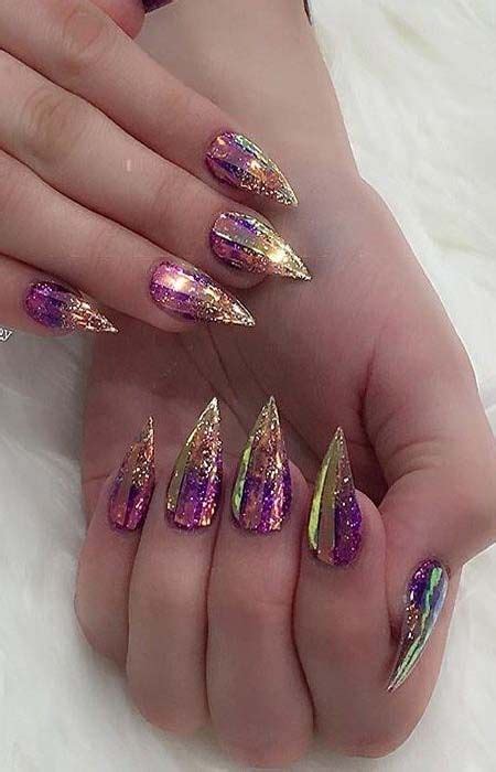 Holographic Ombre Nail Design 2019 Stilleto Nails Designs Holographic Nails