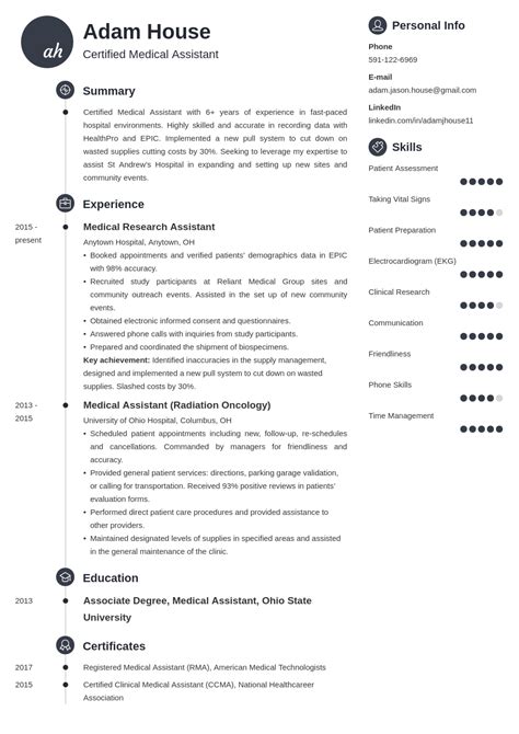 Medical Assistant Cv Sample—25 Examples And Writing Tips