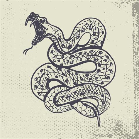 Hand Drawing Snake Set Wildlife Snakes Tattoo Vector Design Isolated