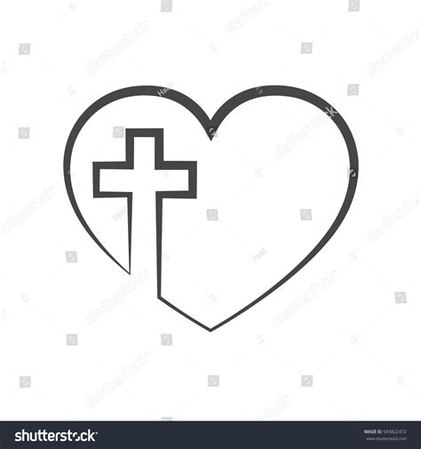 Christian Cross Icon In The Heart Inside Black Royalty Free Stock