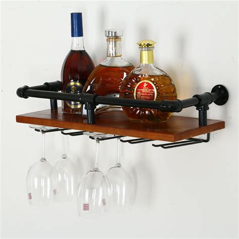 Wall Mounted Wood Wine Rack Or Liquor Bottle Storage Holder With