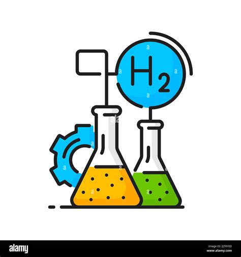 Hydrogen Production H2 Chemical Beakers Color Icon Vector Green