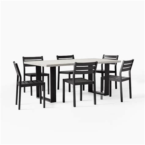 Portside Aluminum Concrete Outdoor Dining Table Dining Chairs