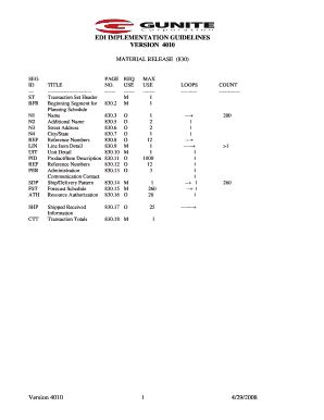 Fillable Online Edi Implementation Guidelines Version